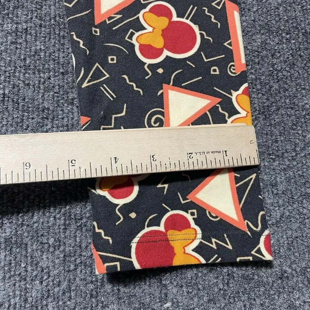 LuLaRoe Leggings Girl One Size Black Disney Mickey Mouse Geometric Pattern